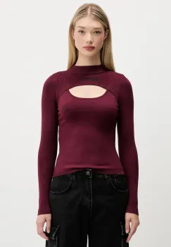 Karl Lagerfeld Jeans pulover culoarea bordo, light, cu turtleneck, A4W18013 imagine