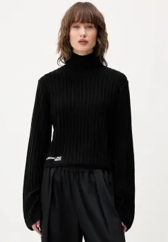 Karl Lagerfeld Jeans pulover culoarea negru, cu guler, A4W18021 imagine