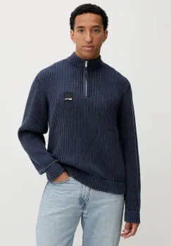 Karl Lagerfeld Jeans pulover de bumbac culoarea bleumarin, cu turtleneck, A4M18034 imagine