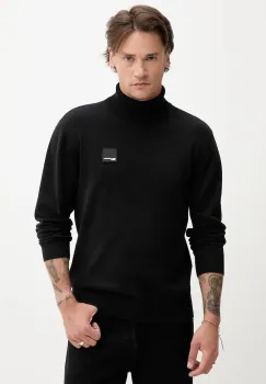 Karl Lagerfeld Jeans pulover de bumbac culoarea negru, light, cu guler, A3M18001 imagine