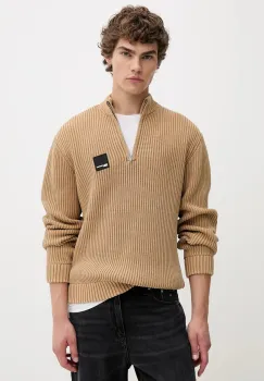 Karl Lagerfeld Jeans pulover de bumbac culoarea verde, cu turtleneck, A4M18034 imagine