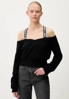 Karl Lagerfeld Jeans pulover din amestec de lana culoarea negru, calduros, A3W18009 imagine