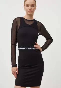 Karl Lagerfeld Jeans rochie culoarea negru, mini, mulata, 245J1306 imagine