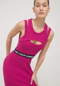 Karl Lagerfeld Jeans rochie culoarea roz, mini, mulata imagine