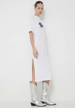 Karl Lagerfeld Jeans rochie din bumbac culoarea alb, mini, drept imagine