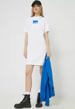 Karl Lagerfeld Jeans rochie din bumbac culoarea alb, mini, oversize imagine