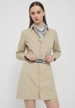 Karl Lagerfeld Jeans rochie din bumbac culoarea bej, mini, drept imagine