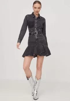 Karl Lagerfeld Jeans rochie jeans culoarea gri, mini, evazati imagine