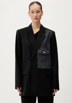 Karl Lagerfeld Jeans sacou culoarea negru, oversize, neted, B1W14026 imagine