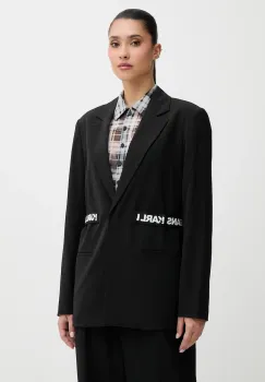 Karl Lagerfeld Jeans sacou culoarea negru, un singur rand de nasturi, neted, B1W14024 imagine