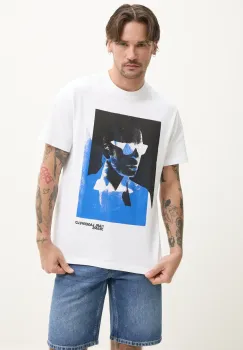 Karl Lagerfeld Jeans tricou din bumbac barbati, culoarea alb, cu imprimeu, A2M17036 imagine
