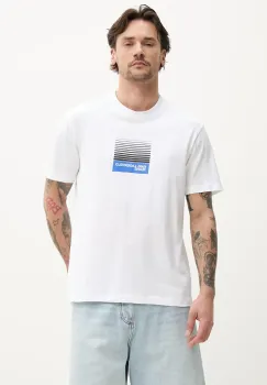 Karl Lagerfeld Jeans tricou din bumbac barbati, culoarea alb, cu imprimeu, A2M17041 imagine