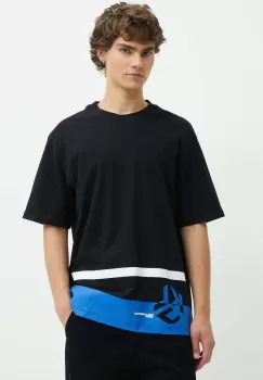 Karl Lagerfeld Jeans tricou din bumbac barbati, culoarea negru, cu imprimeu, 245D1702 imagine