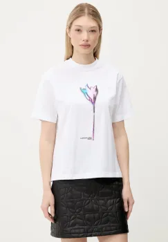 Karl Lagerfeld Jeans tricou din bumbac culoarea alb, A3W17041 imagine