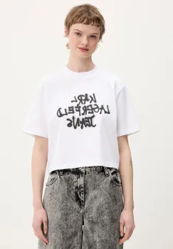 Karl Lagerfeld Jeans tricou din bumbac culoarea alb, B1W17054 imagine