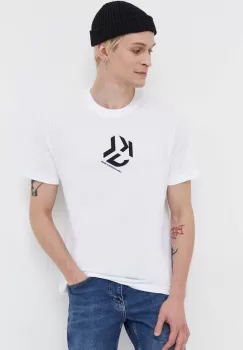 Karl Lagerfeld Jeans tricou din bumbac culoarea alb, cu imprimeu imagine