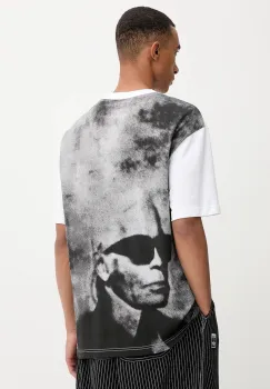 Karl Lagerfeld Jeans tricou din bumbac culoarea alb, cu imprimeu, A4M17030 imagine