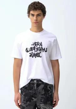 Karl Lagerfeld Jeans tricou din bumbac culoarea alb, cu imprimeu, B1M17065 imagine