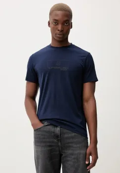 Karl Lagerfeld Jeans tricou din bumbac culoarea bleumarin, cu imprimeu, A4M17020 imagine