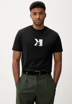 Karl Lagerfeld Jeans tricou din bumbac culoarea negru, cu imprimeu, A3M17057 imagine