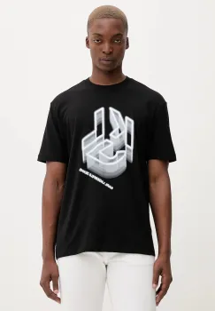 Karl Lagerfeld Jeans tricou din bumbac culoarea negru, cu imprimeu, A4M17023 imagine