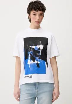 Karl Lagerfeld Jeans tricou din bumbac femei, culoarea alb, A2W17030 imagine