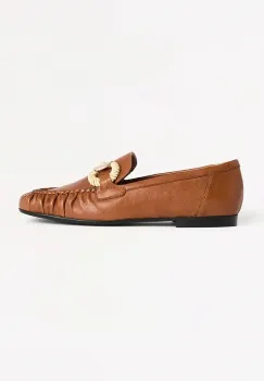 Karl Lagerfeld mocasini de piele ELEIA femei, culoarea maro, cu toc plat, KL41123 imagine
