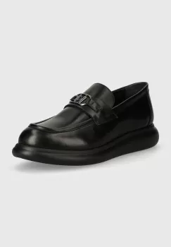 Karl Lagerfeld mocasini de piele GRANBY barbati, culoarea negru, KL22314 imagine