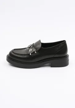 Karl Lagerfeld mocasini de piele MACIE femei, culoarea negru, cu platforma, KL41215 imagine