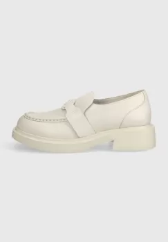 Karl Lagerfeld mocasini de piele MACIE KL femei, culoarea alb, cu platforma, KL41210 imagine