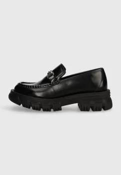 Karl Lagerfeld mocasini de piele PRECINCT femei, culoarea negru, cu platforma, KL43823F imagine