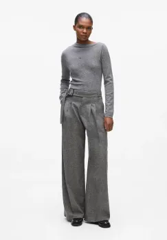 Karl Lagerfeld pantaloni cu lana bluza gri pentru femei, talie medie, A4W10112 imagine