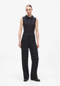 Karl Lagerfeld pantaloni culoarea negru, drept, high waist, A4W10109 imagine