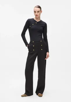Karl Lagerfeld pantaloni culoarea negru, drept, high waist, A4W10110 imagine