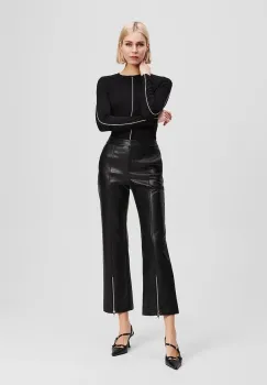 Karl Lagerfeld pantaloni culoarea negru, evazati, high waist, A3W10091 imagine
