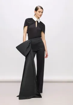 Karl Lagerfeld pantaloni culoarea negru, lat, high waist imagine