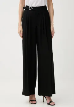 Karl Lagerfeld pantaloni culoarea negru, lat, high waist, B1W10012 imagine