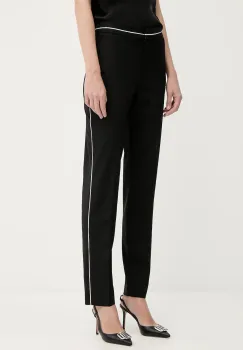 Karl Lagerfeld pantaloni din lana culoarea negru, drept, high waist, A3W10094 imagine