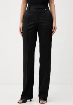 Karl Lagerfeld pantaloni din lana culoarea negru, lat, high waist, B1W10003 imagine