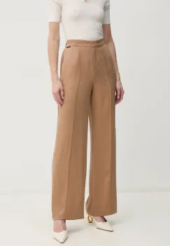 Karl Lagerfeld pantaloni femei, culoarea bej, drept, high waist, A1W10070 imagine