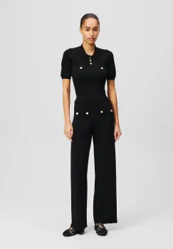 Karl Lagerfeld pantaloni femei, culoarea negru, drept, high waist, A2W10146 imagine