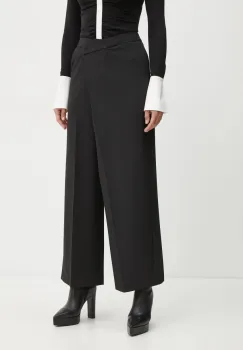 Karl Lagerfeld pantaloni femei, culoarea negru, lat, high waist, A1W10135 imagine