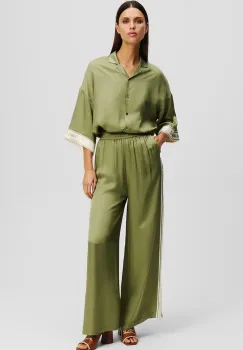 Karl Lagerfeld pantaloni femei, culoarea verde, lat, high waist, A2W10118 imagine