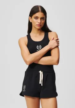 Karl Lagerfeld pantaloni scurti culoarea negru, cu imprimeu, medium waist, A3W44007 imagine