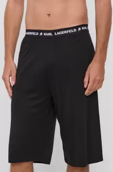 Karl Lagerfeld Pantaloni scurti de pijama barbati, culoarea negru, material neted imagine