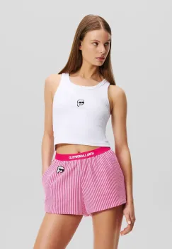 Karl Lagerfeld pantaloni scurti de pijama din bumbac femei, culoarea roz, bumbac, A2W45009 imagine