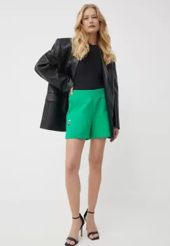 Karl Lagerfeld pantaloni scurti x Darcel Disappoints femei, culoarea verde, cu imprimeu, high waist imagine