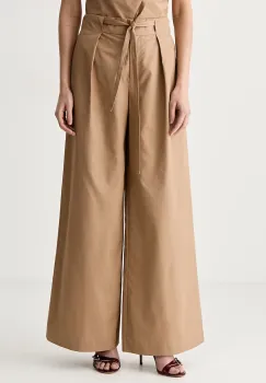 Karl Lagerfeld pantaloni wide leg pentru femei din bumbac imagine