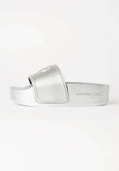 Karl Lagerfeld papuci KONDO MAXI femei, culoarea argintiu, cu platforma, KL80819M imagine