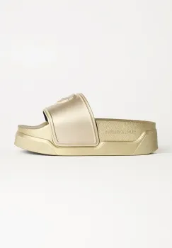Karl Lagerfeld papuci KONDOMINIUM femei, culoarea auriu, cu platforma, KL88819 imagine